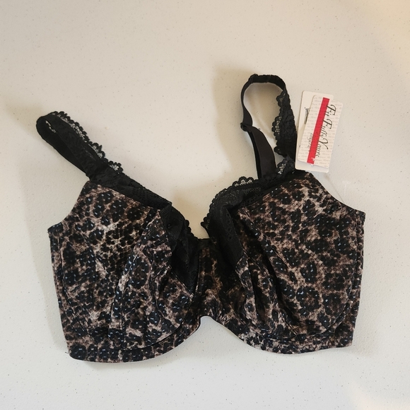 Fit Fully Yours Serena Lace Underwire Bra Black Leopard Unpadded Size 34i New - Picture 2 of 7